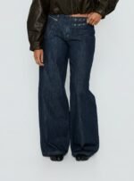 Paltrow Mid Rise Wide Leg Cargo Jeans Dark Blue Wash - Image 2
