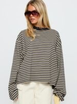 Bloom Long Sleeve Top Beige Stripe - Image 2