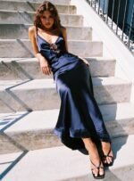 Aphrodyte Lace Maxi Dress Navy - Image 2