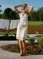 Rosemead Satin Midi Skirt Cream - Image 9
