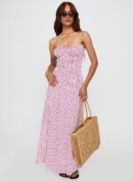 Loralei Shirred Maxi Dress Red Stripe - Image 2