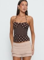 Marguerite Halter Top Brown Polka - Image 2