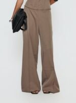 Madelle Mid Rise Straight Leg Pants Brown Pinstripe - Image 2