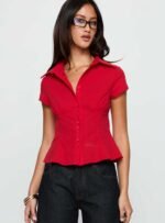 Cottesloe Blouse Top Red - Image 2