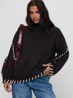 Leizure Turtleneck Knit Jumper Brown - Image 2