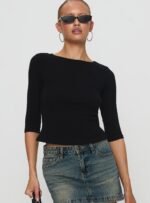 Elaia 3/4 Sleeve Top Black - Image 2