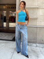 Naylor Mid Rise Wide Leg Jeans Light Blue Wash - Image 10