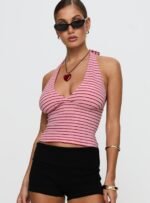 Whimsy Halter Top Pink / Red Stripe - Image 2
