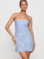 Celena Mini Dress Light Blue Burnout - Image 2