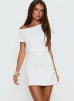 Avriana Off Shoulder T-Shirt Mini Dress White - Image 2
