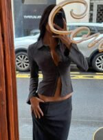 Anni Pinstripe Shirt Black