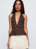 Movies End Halter Top Brown - Image 2