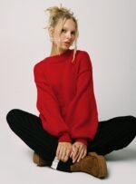 Harmony Balloon Sleeve Knit Jumper Red