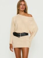 Bellamie Long Sleeve Mini Dress Cream - Image 2