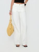 Saving Up Mid Rise Straight Leg Studded Jeans White - Image 2