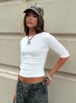 Elaia 3/4 Sleeve Top White - Image 10
