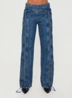 Day Dream Mid Rise Straight Leg Jeans Dark Blue Wash - Image 3