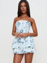 Sunkiss Frill Mini Dress White / Blue - Image 2