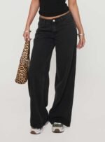 Ramos Low Rise Wide Leg Jeans Washed Black Petite - Image 2