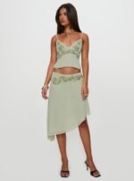 Pappilion Asymmetrical Midi Skirt Sage - Image 6