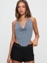 Anetta Cowl Halter Top Blue - Image 2