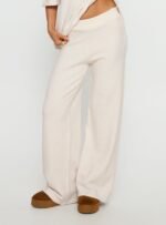 Bekki Wide Leg Knit Trousers Oat - Image 2