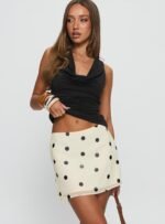 Adelaida Ruffle Mini Skirt Cream Polka Dot - Image 2