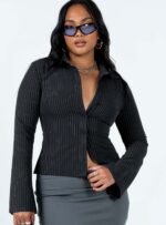 Anni Pinstripe Shirt Black - Image 2