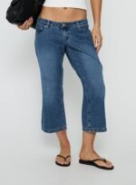 Hierarchy Low Rise 3/4 Length Jeans Mid Wash - Image 2
