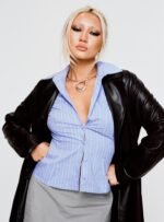 Anni Pinstripe Shirt Blue - Image 8