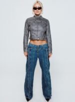 Day Dream Mid Rise Straight Leg Jeans Dark Blue Wash - Image 10