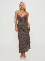 Jorjana Maxi Dress Brown / White Polka Dot - Image 2