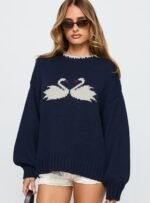 Swan Lake Love Knit Jumper Navy - Image 2
