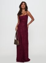 Celena Maxi Dress Burgundy Burnout - Image 2