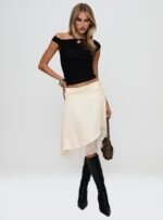 Rosemead Satin Midi Skirt Cream - Image 2