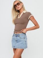 Nicolina Low Rise Denim Mini Skirt Ice Blue Wash - Image 4
