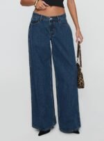Ramos Low Rise Wide Leg Denim Jeans Dark Blue Wash - Image 2