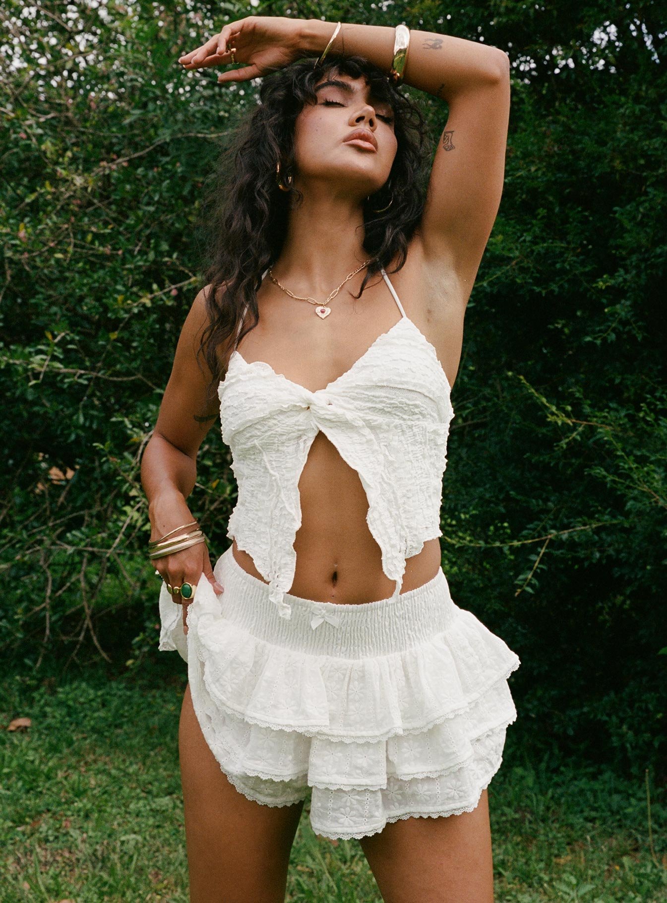 1-modelinfo-tamika-us4_d363783b-7df1-4062-8697-41d26418b531 Ruru Skort White - Image 1