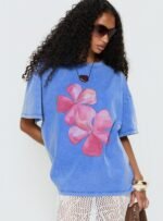 Watercolour Daydream Oversized Graphic Tee Washed Blue - Image 2