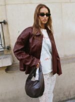 Napoleon Faux Leather Jacket Burgundy - Image 8