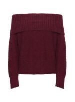 Parkley Boucle Off The Shoulder Jumper Burgundy - Image 6