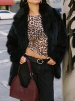 Super Trouper Faux Fur Jacket Black - Image 10