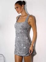 Miss Me Sequin Mini Dress Silver - Image 6