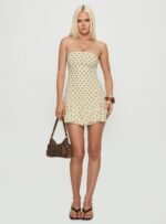Delamere Mini Dress Yellow / Brown Polka Dot - Image 3