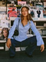 Anni Pinstripe Shirt Blue - Image 11