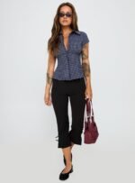 Cottesloe Blouse Top Navy Check - Image 3