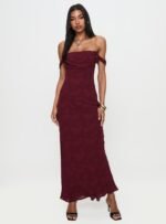Azura Off The Shoulder Maxi Dress Burgundy - Image 4