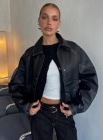 Jaxton Faux Leather Jacket Black