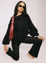 Harmony Balloon Sleeve Knit Sweater Black - Image 10