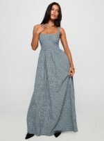 Cartmel Check Maxi Dress Navy - Image 3